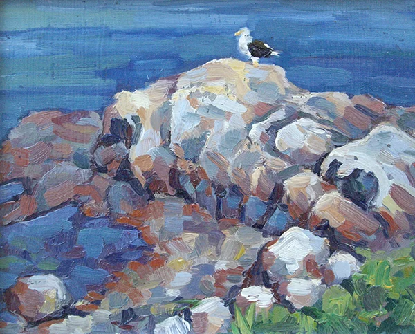 Seagull, oil on panel, 5.5 x 7, $400 framed