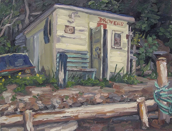 Drovers Shed I, oil on panel, 8 x 10, $400
