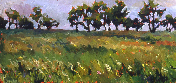 Cloudy Day, oil on panel, 3 x 9, SOLD