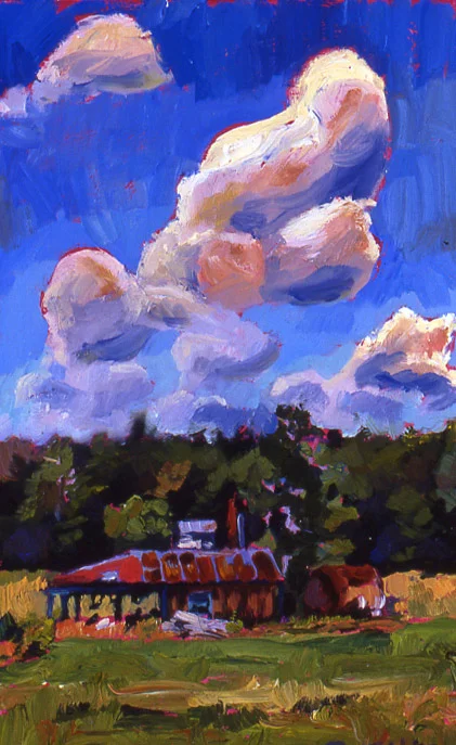 Red Shed, oil on panel, 11 x 7, SOLD