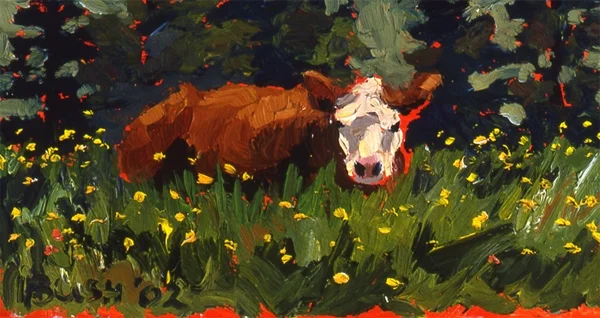 Relaxing, oil on panel, 4 x 7, SOLD
