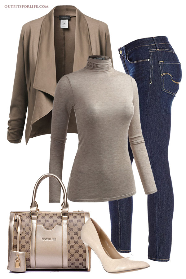 taupe blazer outfit