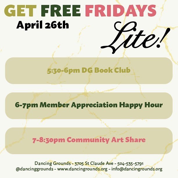 On Friday, April 26th, we have three events happening as part of this months GFF! DG Book Club will meet to discuss Nina Simone&rsquo;s autobiography, we will celebrate our members with an exclusive happy hour in the garden, and we&rsquo;re inviting 