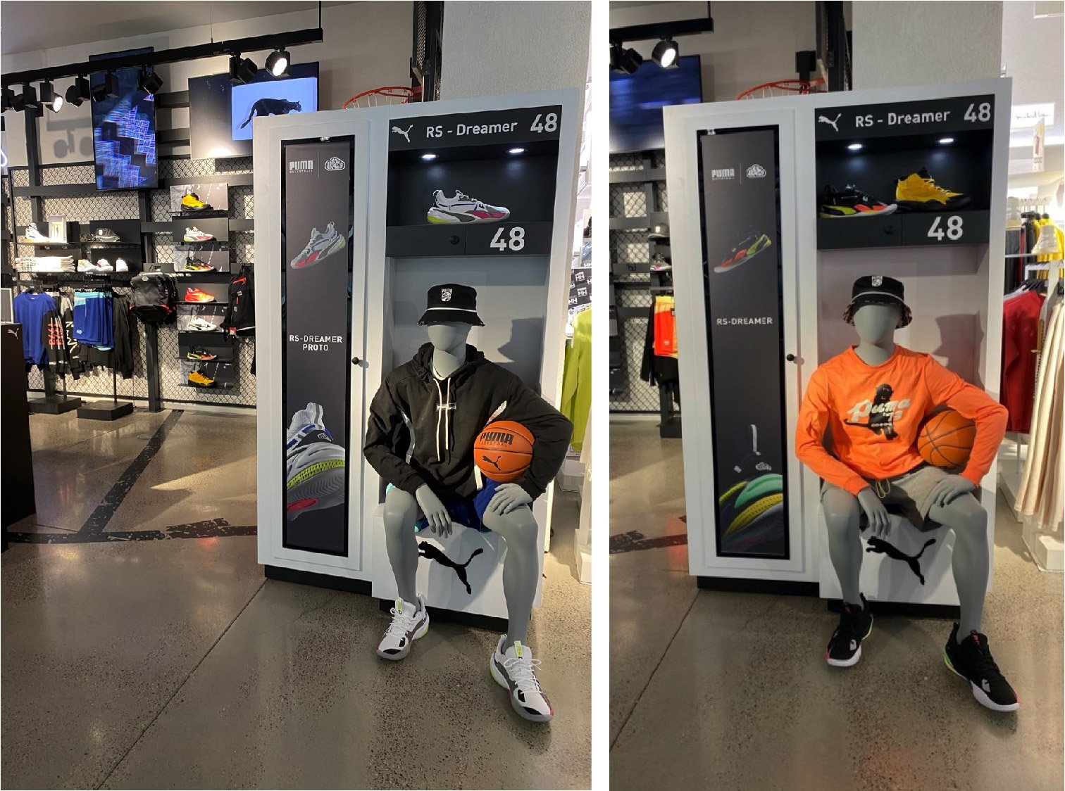 The locker's portability allows it to be relocated from the windows to various spaces within the Flagship store due to its size. The graphics are customizable at the store level, enabling them to be updated to showcase future releases of the Dreamer