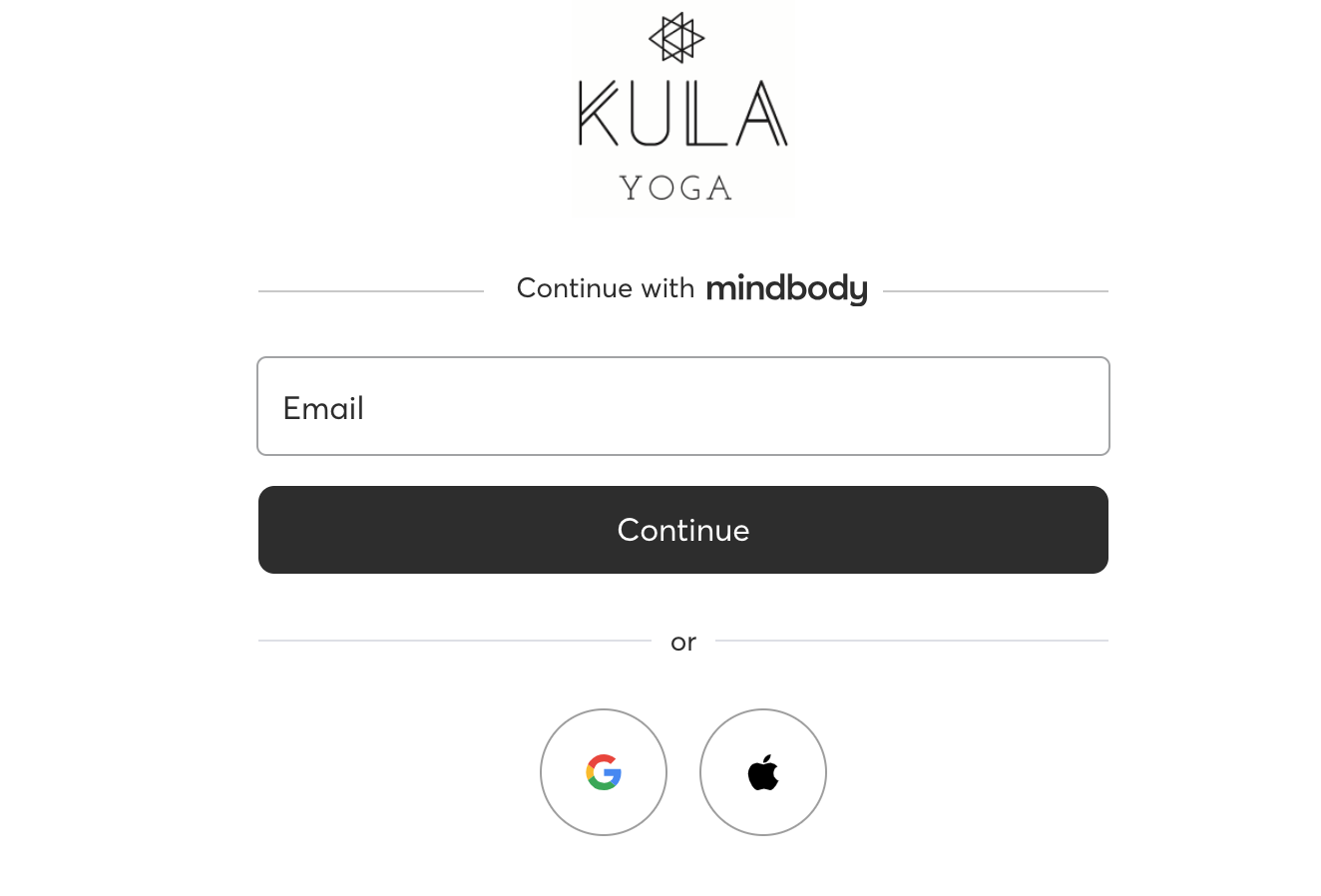 1.) Log in with your MindBody email address