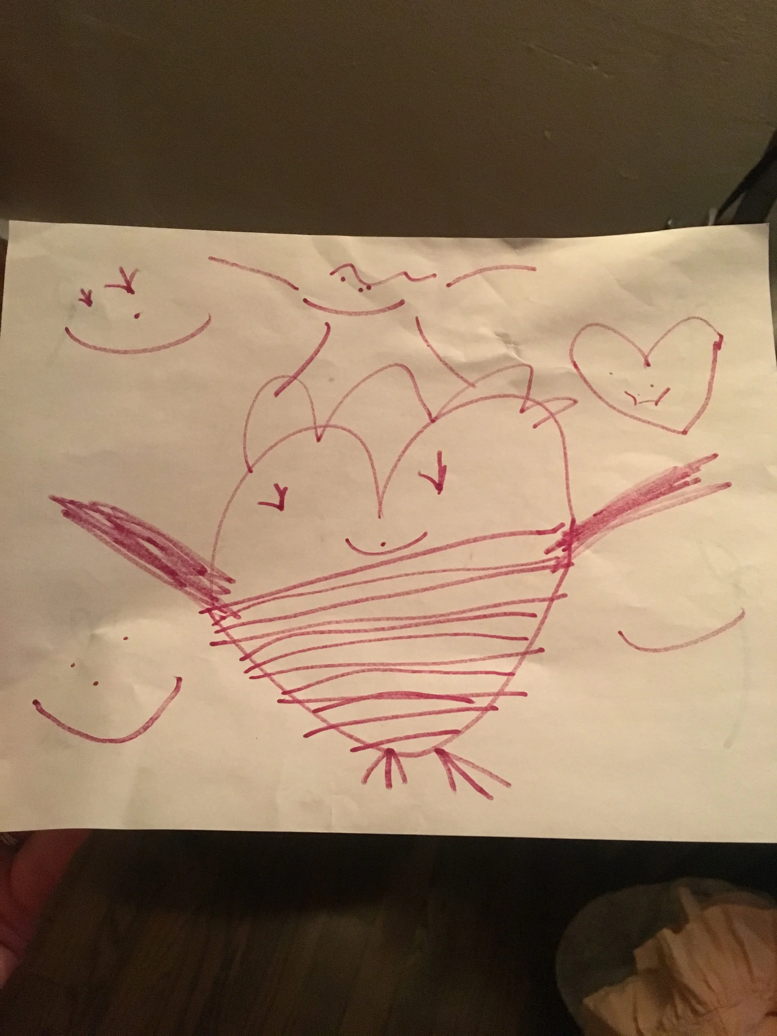 My 4 year old's drawing of lovebird, cause why not