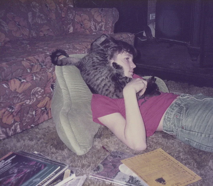 Here I am in the nerdery in the early '80s, with my D&amp;D books, and the only pussy I would get this close to, this side of high school. How I ever got a single date is beyond me.&nbsp;Also, who decorated? Looks like the inside of a '70s fuck van.