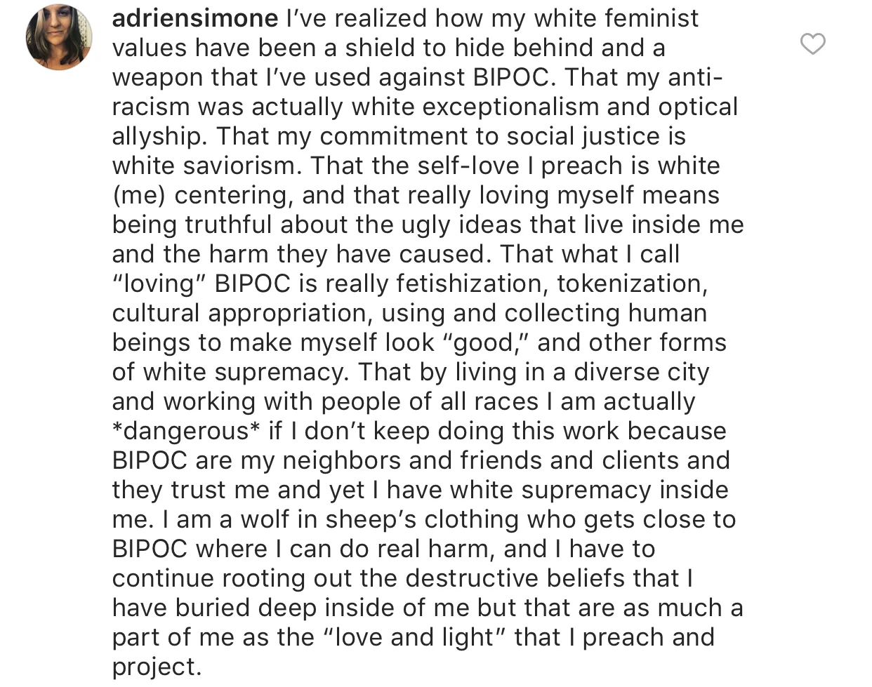 "…and yet I have white supremacy inside me." WTF? 