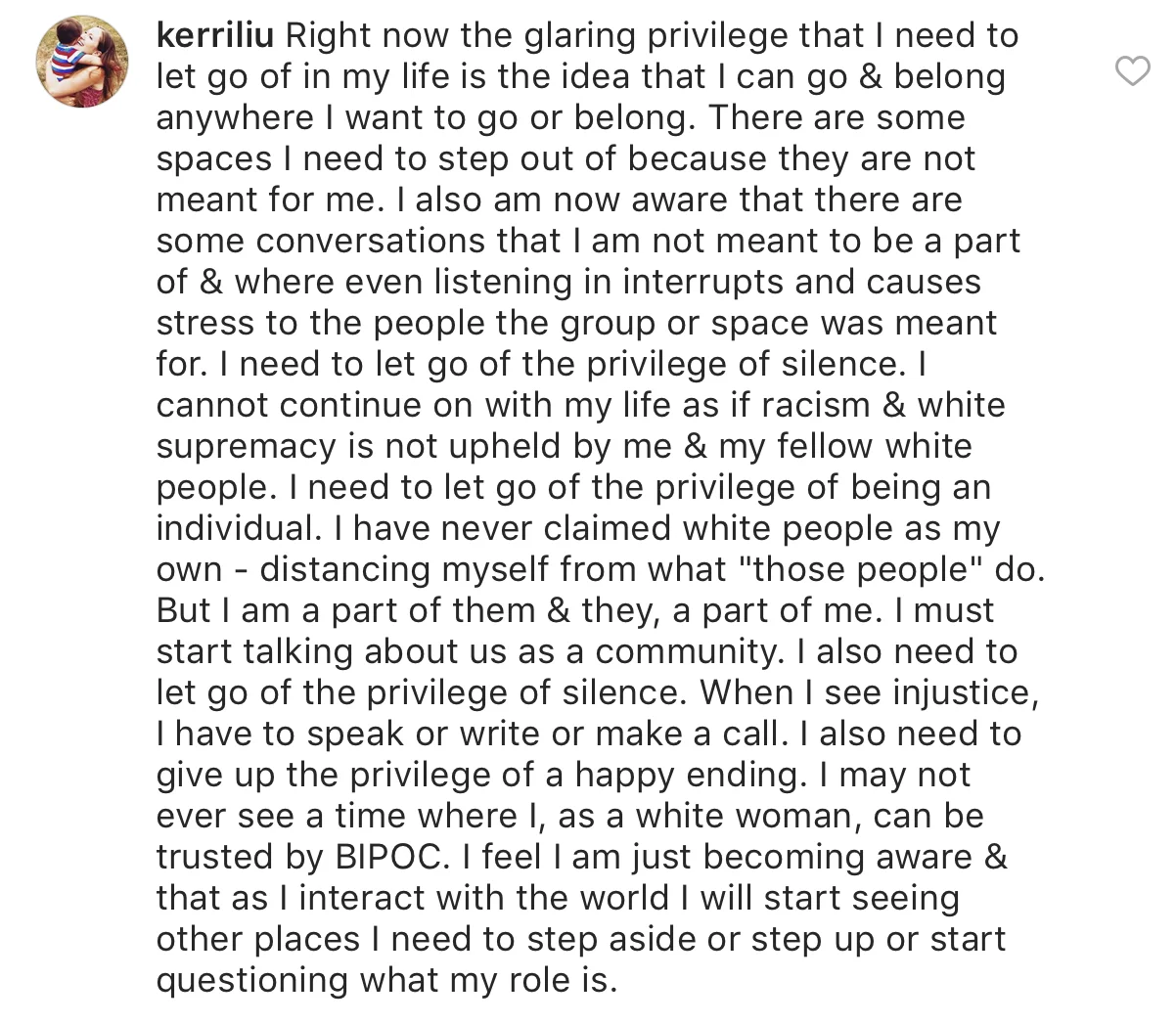 "I need to let go of the privilege of being an individual." I think the followers of Jim Jones said the same fucking thing.