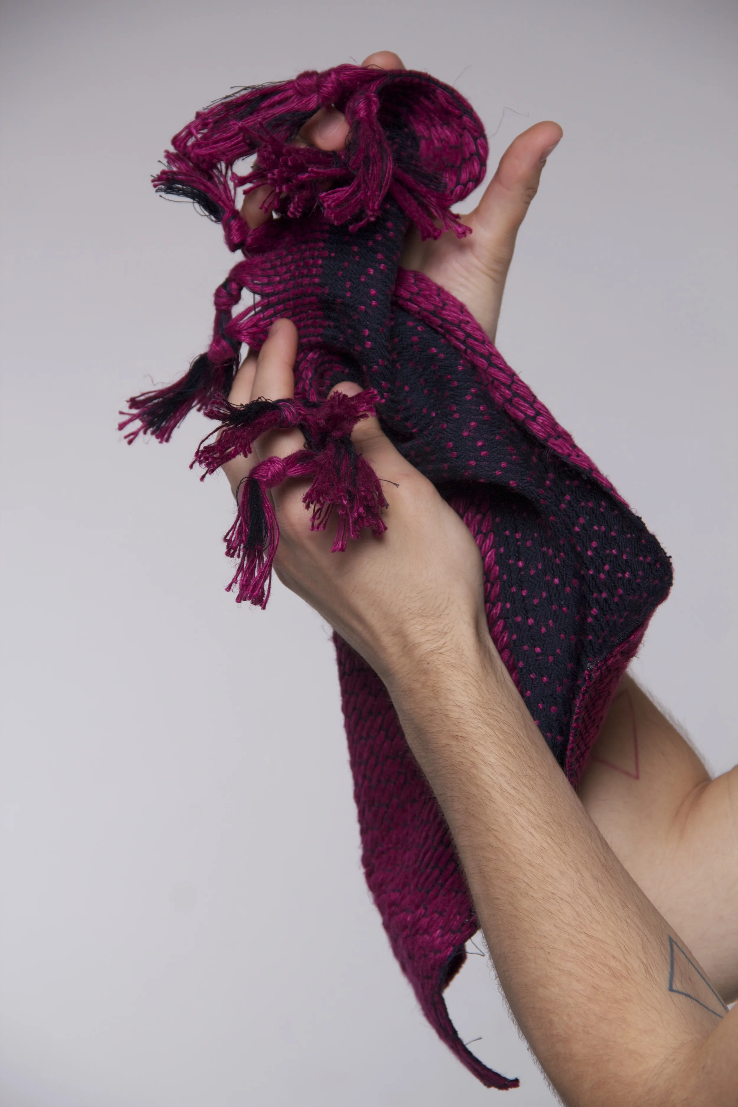 One of the final doubleweave swatches developed on the loom