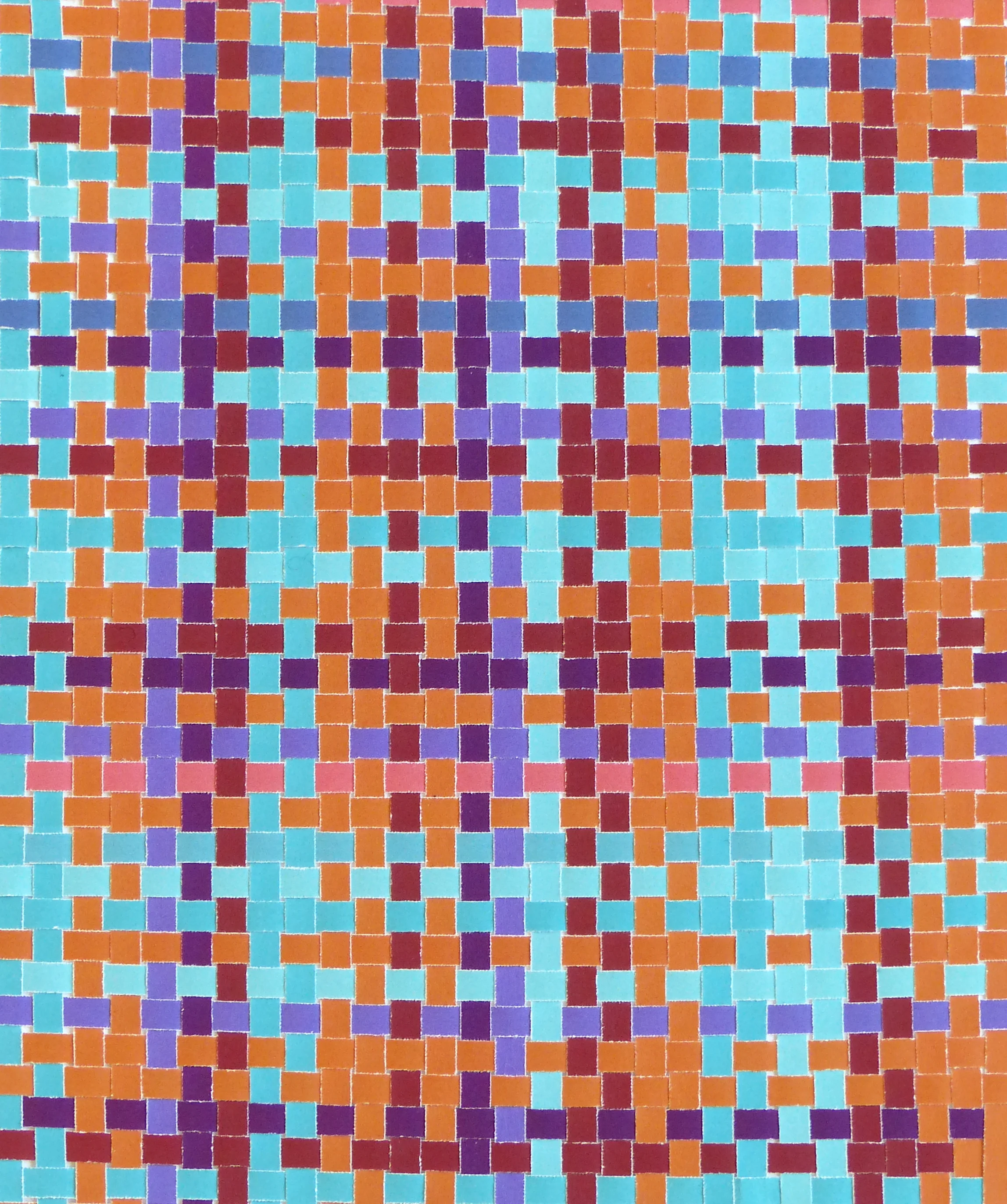 All in on principles of randomness together with complementary colors and a simple plain weave.