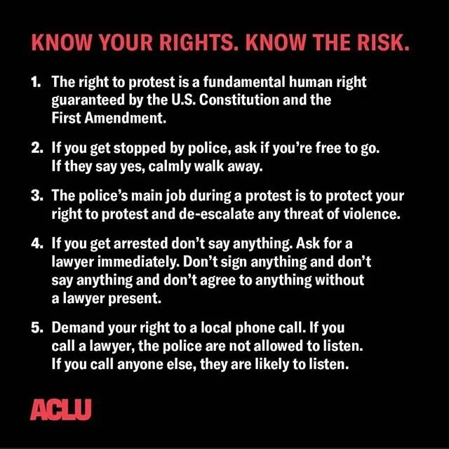 Important information from @aclu_nationwide 🖤 #blacklivesmatter