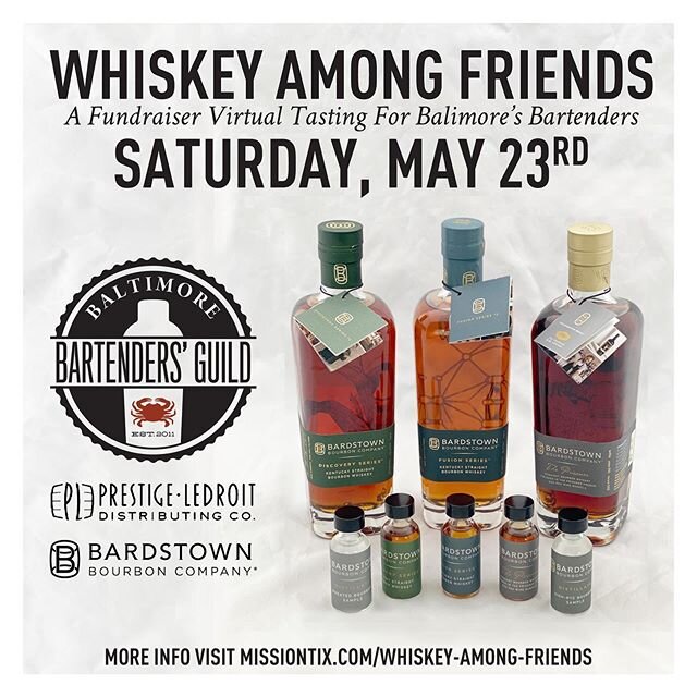 All my whiskey-loving Baltimoreans&mdash; this fundraiser is for you! @bardstownbourboncompany and @bmorebarguild are teaming up to bring you an at home tasting of your dreams!!! THIS SATURDAY join some of the best names Kentucky has to offer in the 