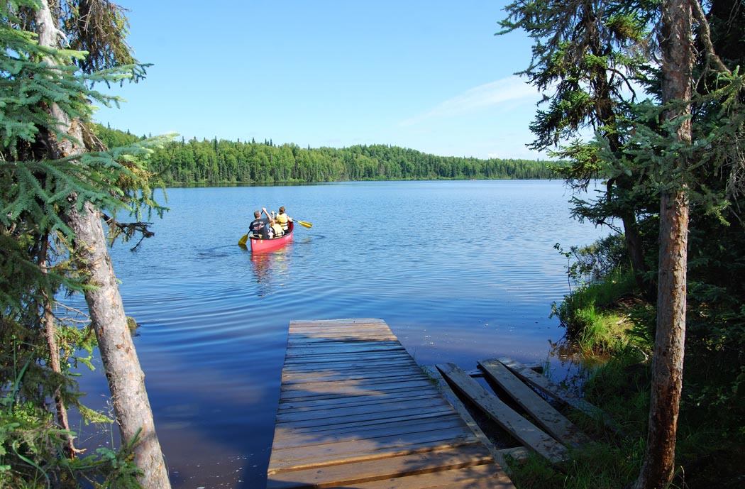 Family canoeing