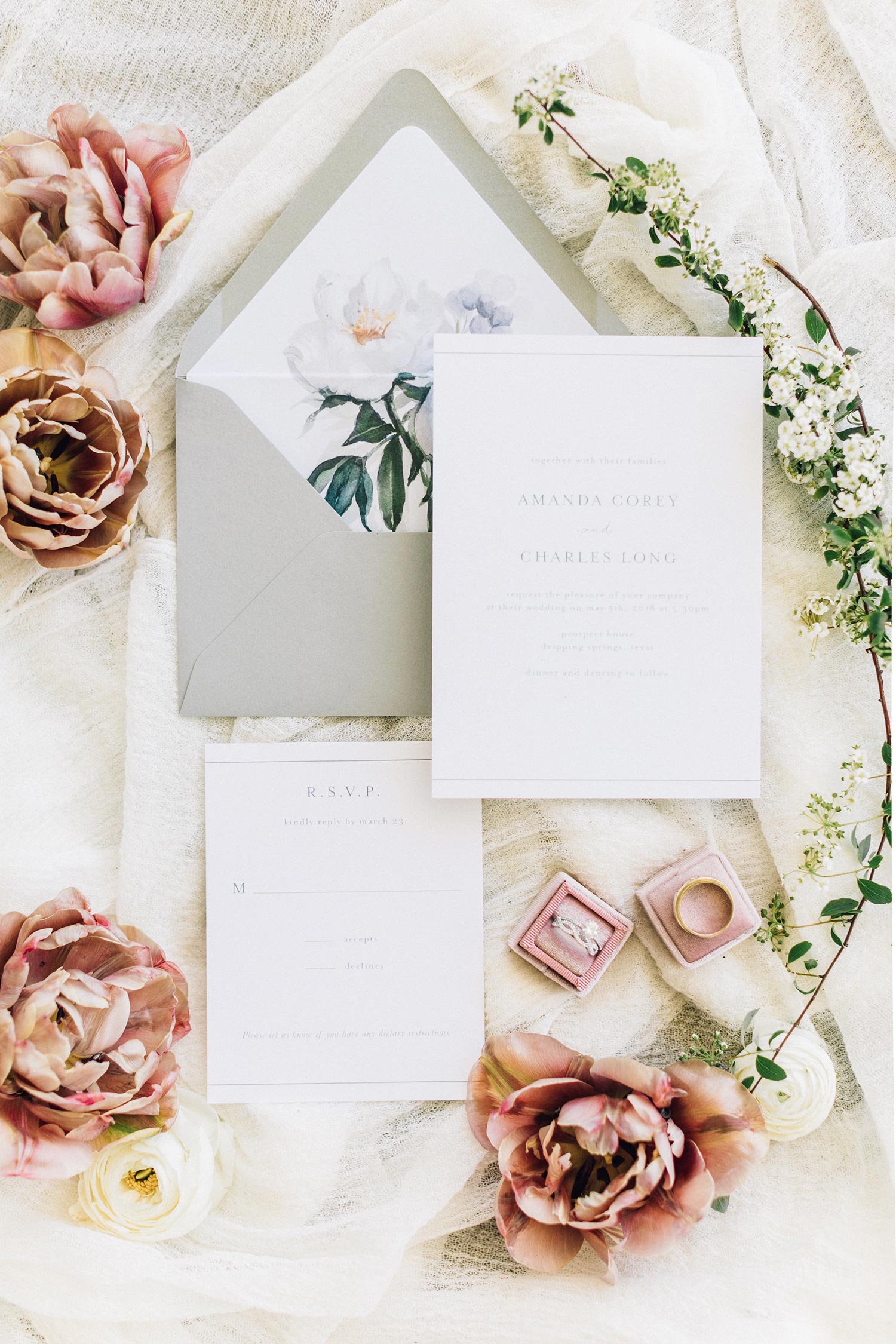 Hand-lettered stationary & flowers by Color Theory Collective