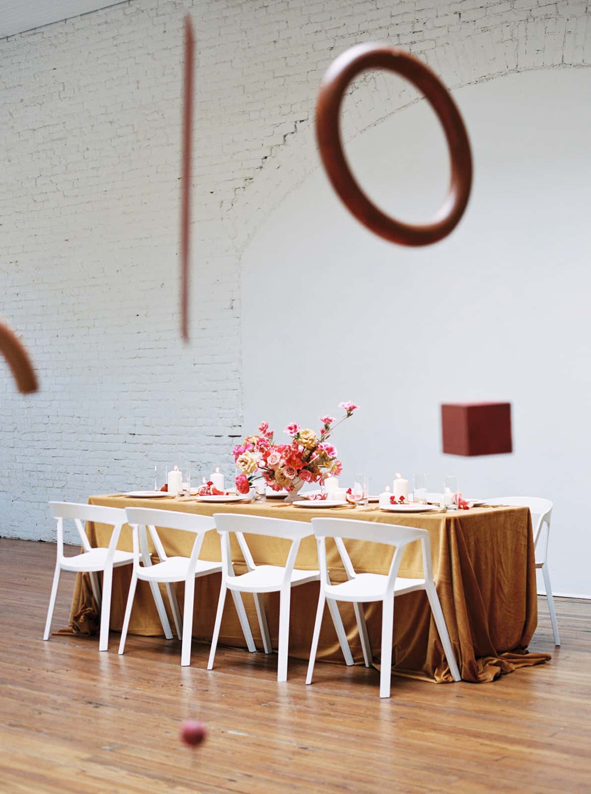 Wedding reception florals designed by Color Theory Collective
