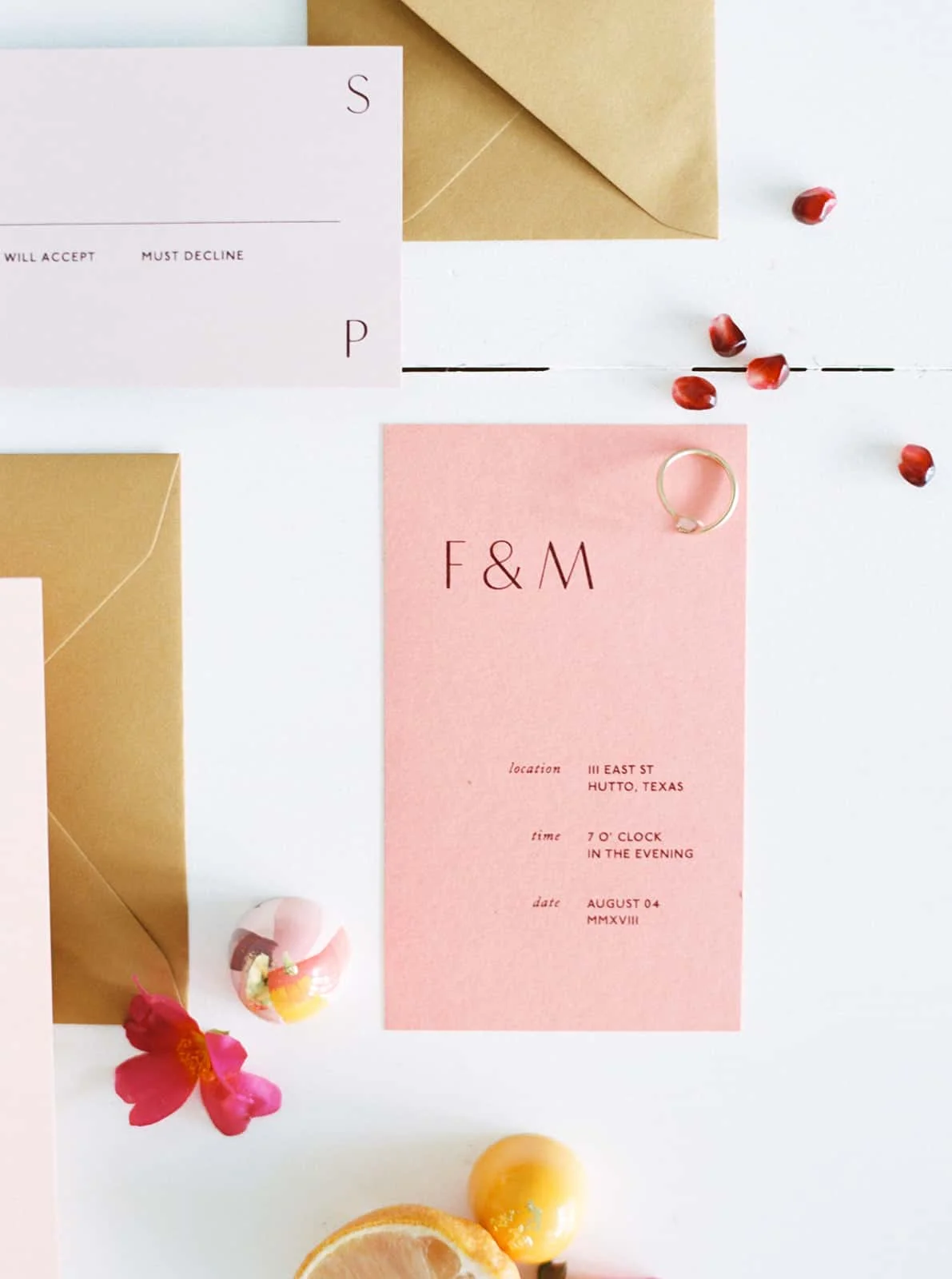Colorful handmade wedding stationary