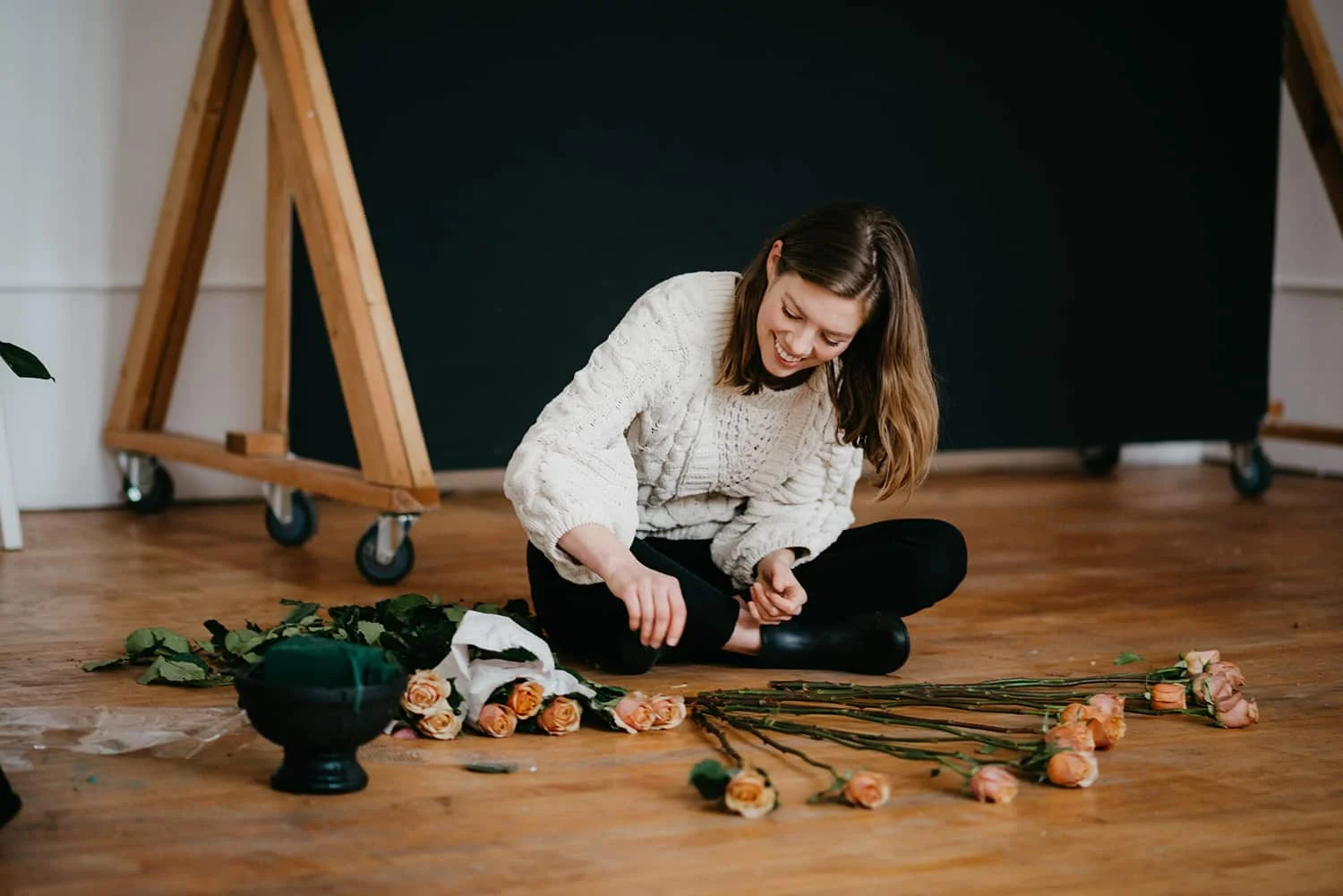 Portland florist Color Theory Collective designs contemporary floral arrangement