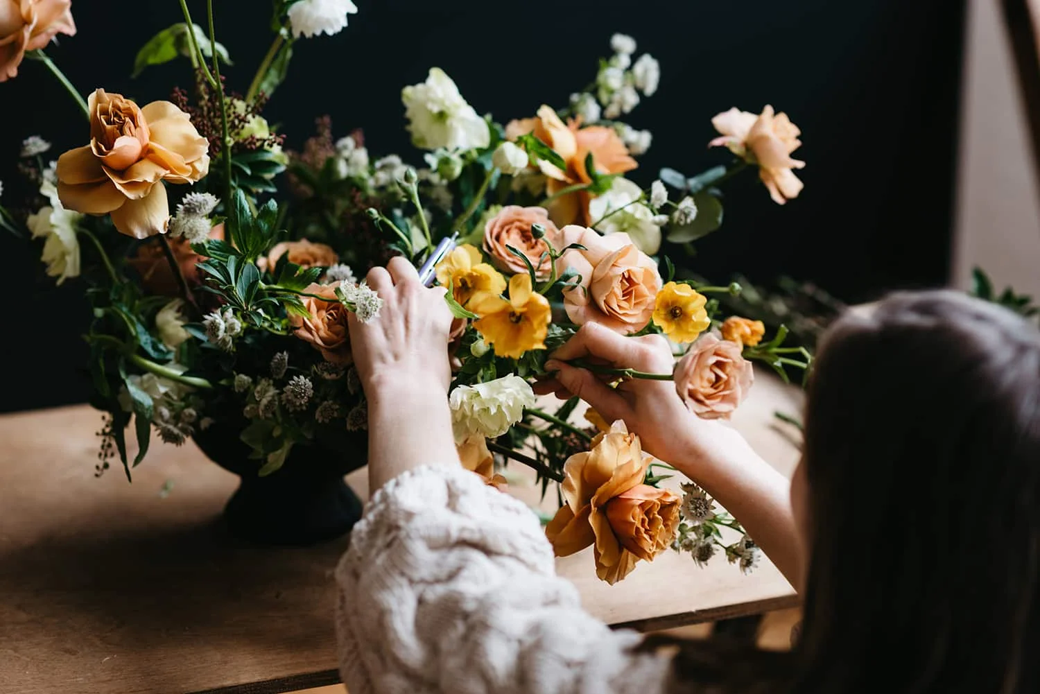 Flower arrangement designed by Portland florist Color Theory Collective