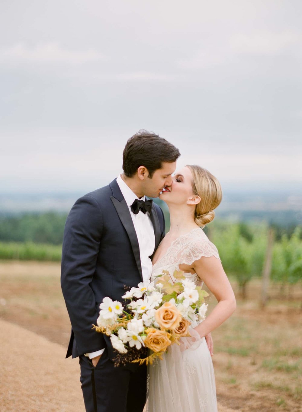 Bride and groom step outside for a portrait