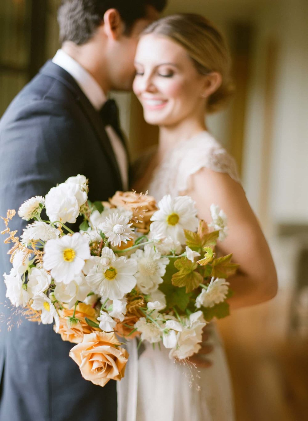 Fresh and textured bridal bouquet by Color Theory Collective