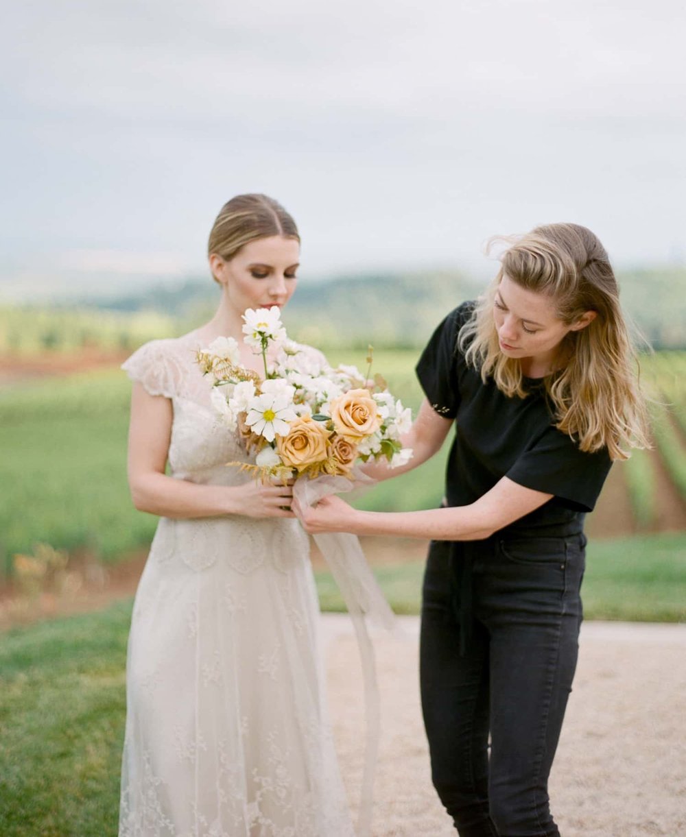 Portland florist designs bridal bouquet for Portland Oregon bride.