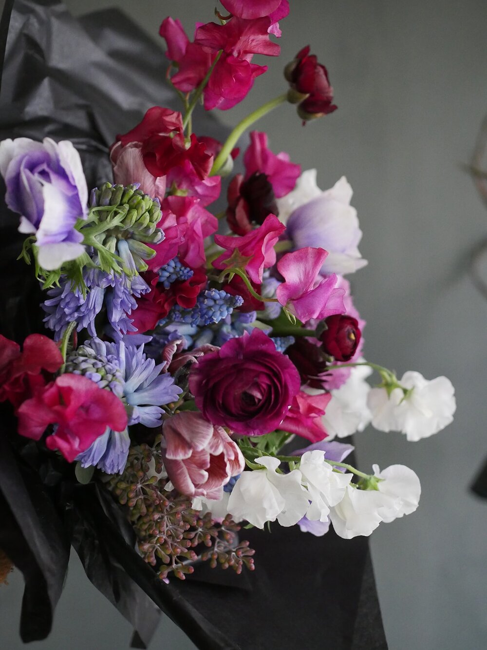 Pink, purple and white floral bouquet 