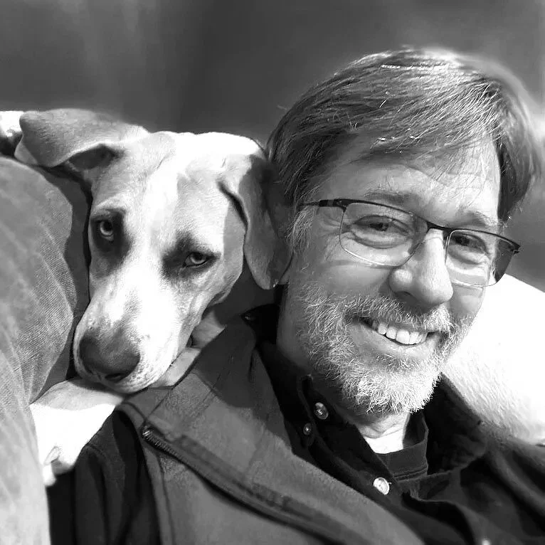 Rick Hermanson with his dog Athena.