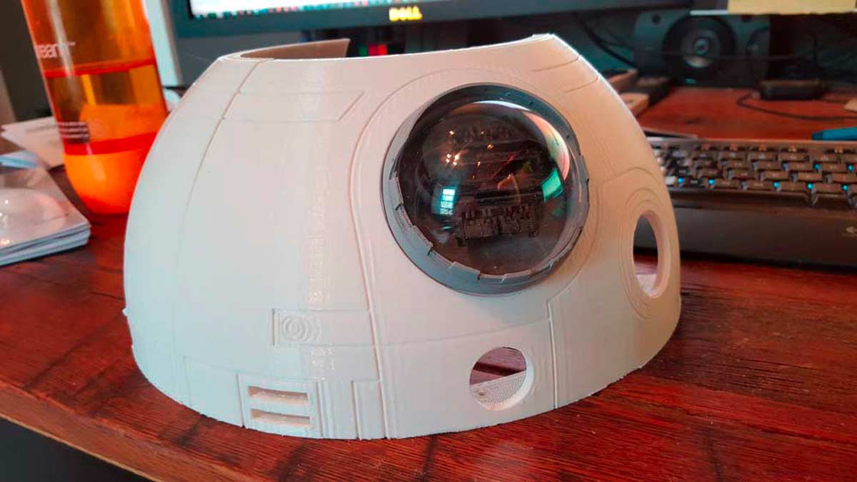 The lens of the radar eye is a filed down clear plastic Christmas ornament
