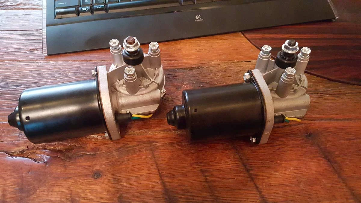 Looks like I won't be needing to push BB-8 anymore! The motors that will eventually drive and tilt BB-8 arrived today. They are the windshield wiper motors out of a 97 Dodge Ram!