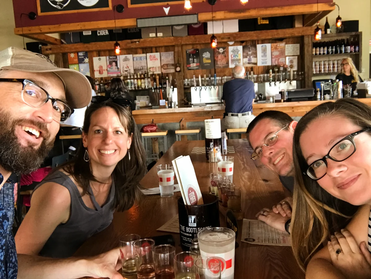 Meeting up with Laura and Kevin from Chapter 3 Travels at Citizen Cider in Burlington, VT.