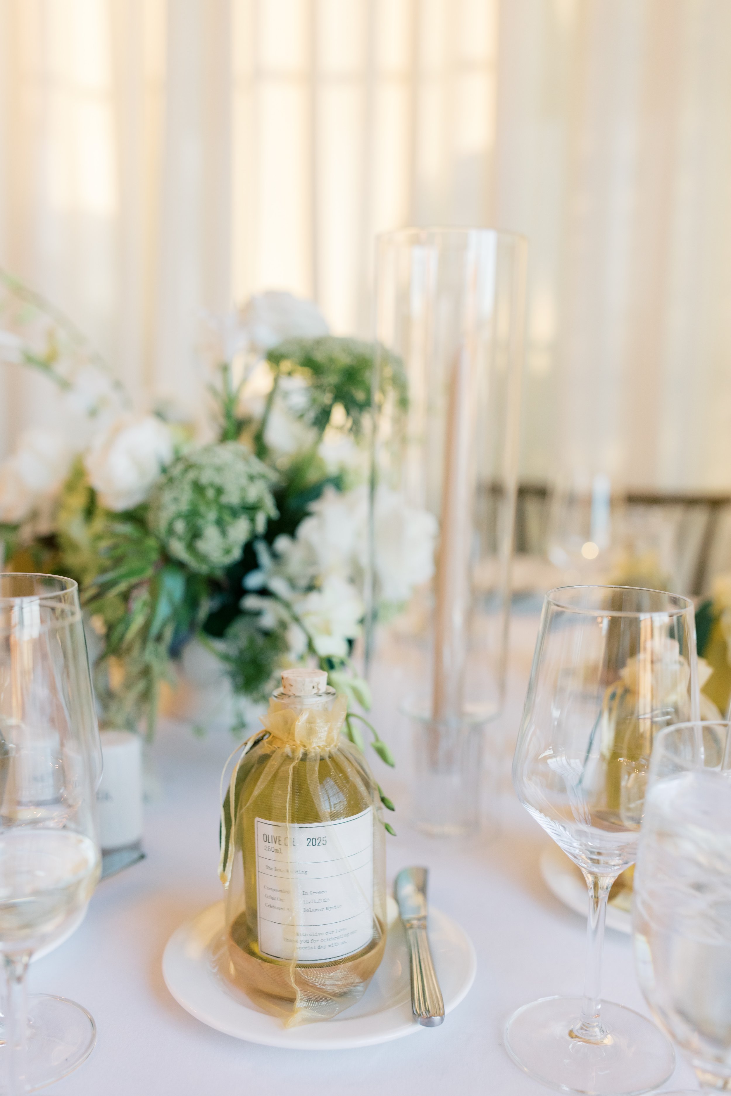 olive oil reception favors at mystic connecticut wedding