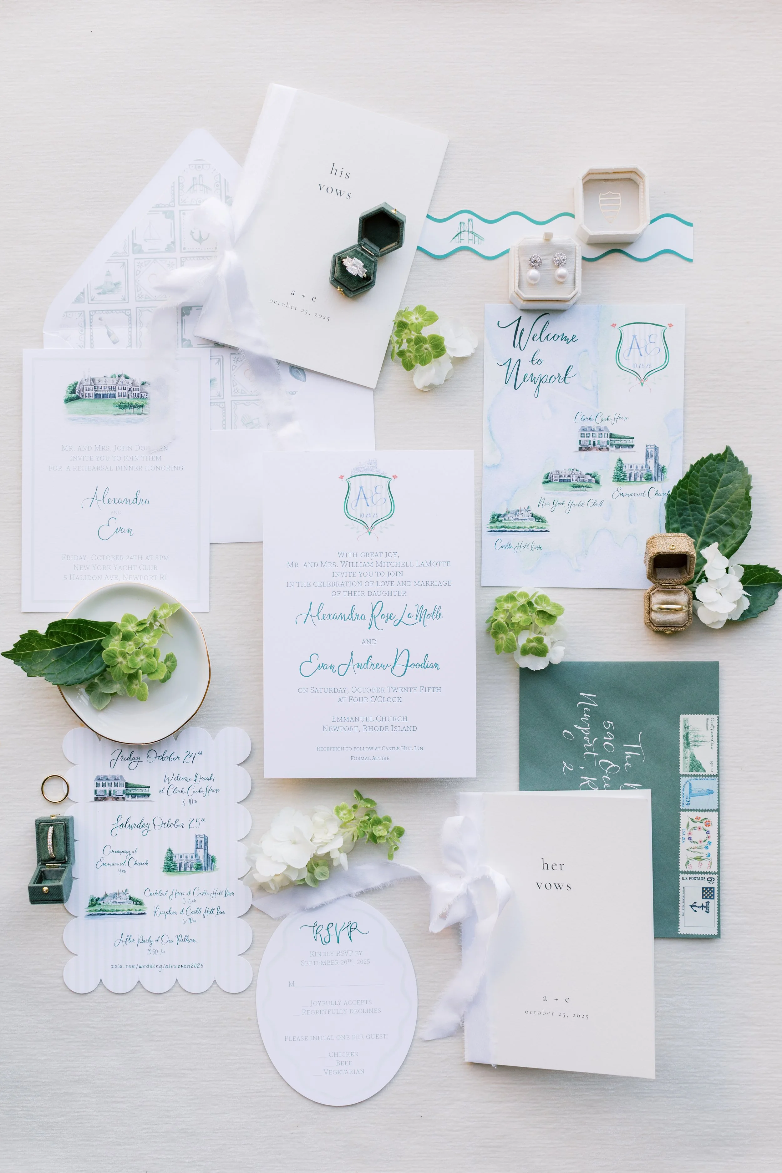 newport wedding flatlay