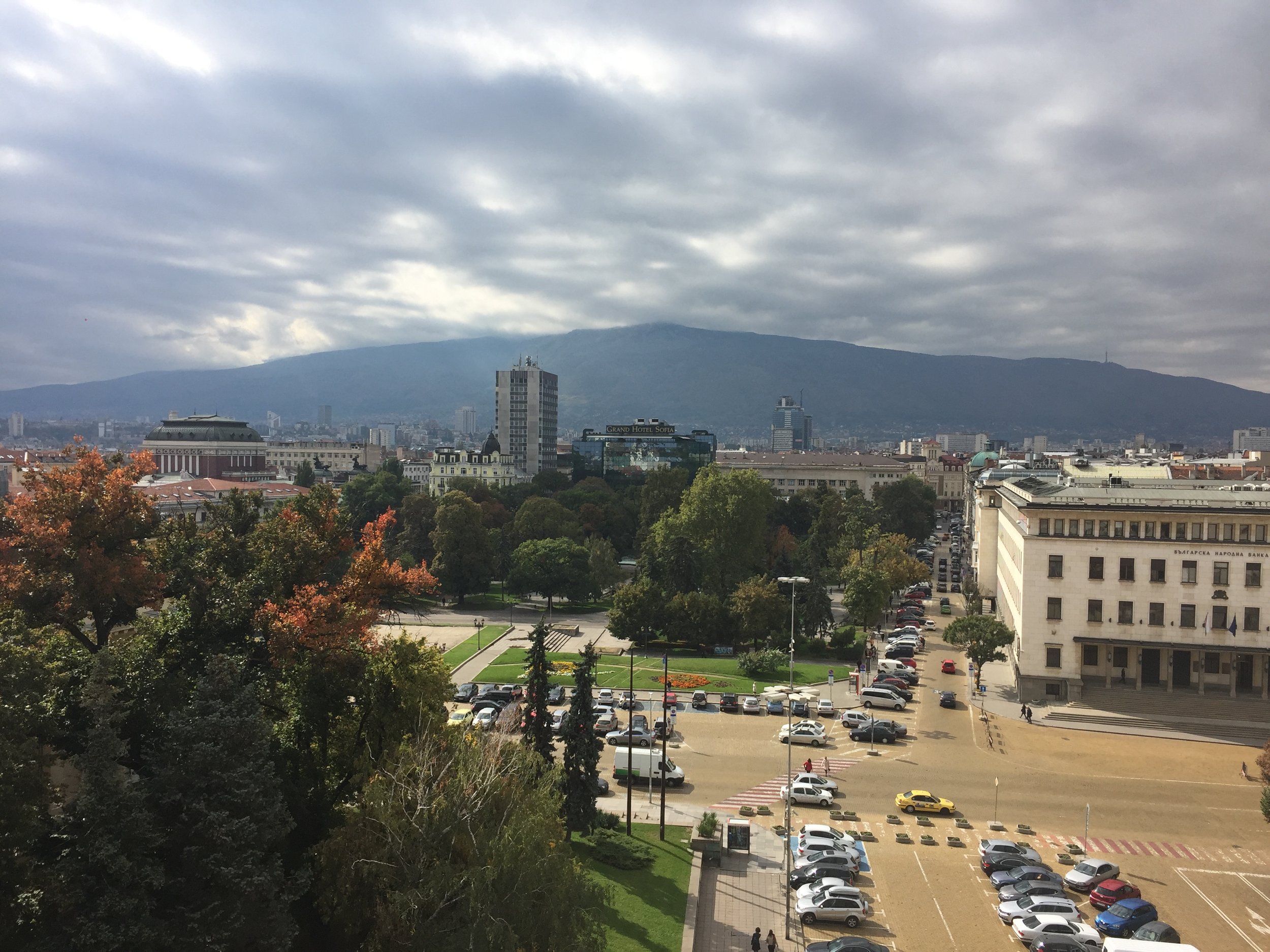 The view from the cafe on top of the building.