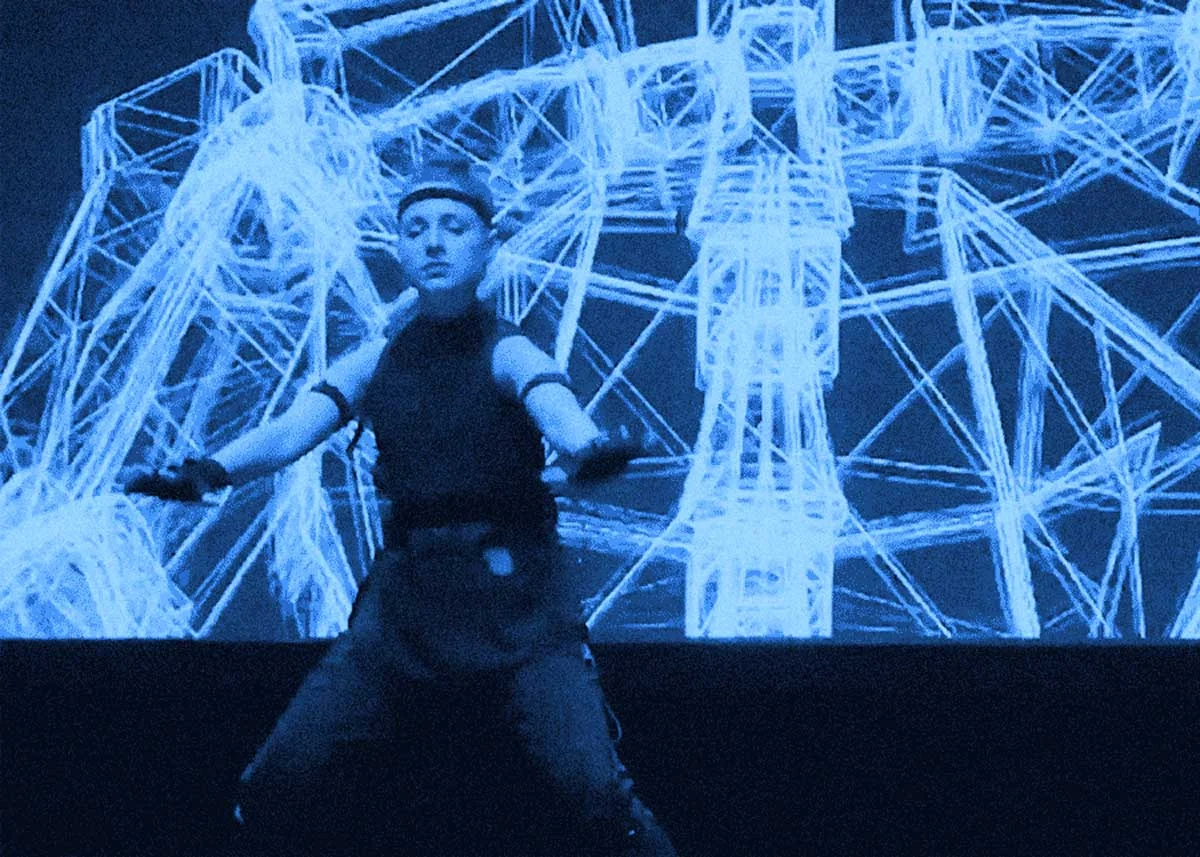 Lauren Bedal performing with the OpenPerform motion capture live performance syatem, developed by Travis Bennet at Kinetech Arts.