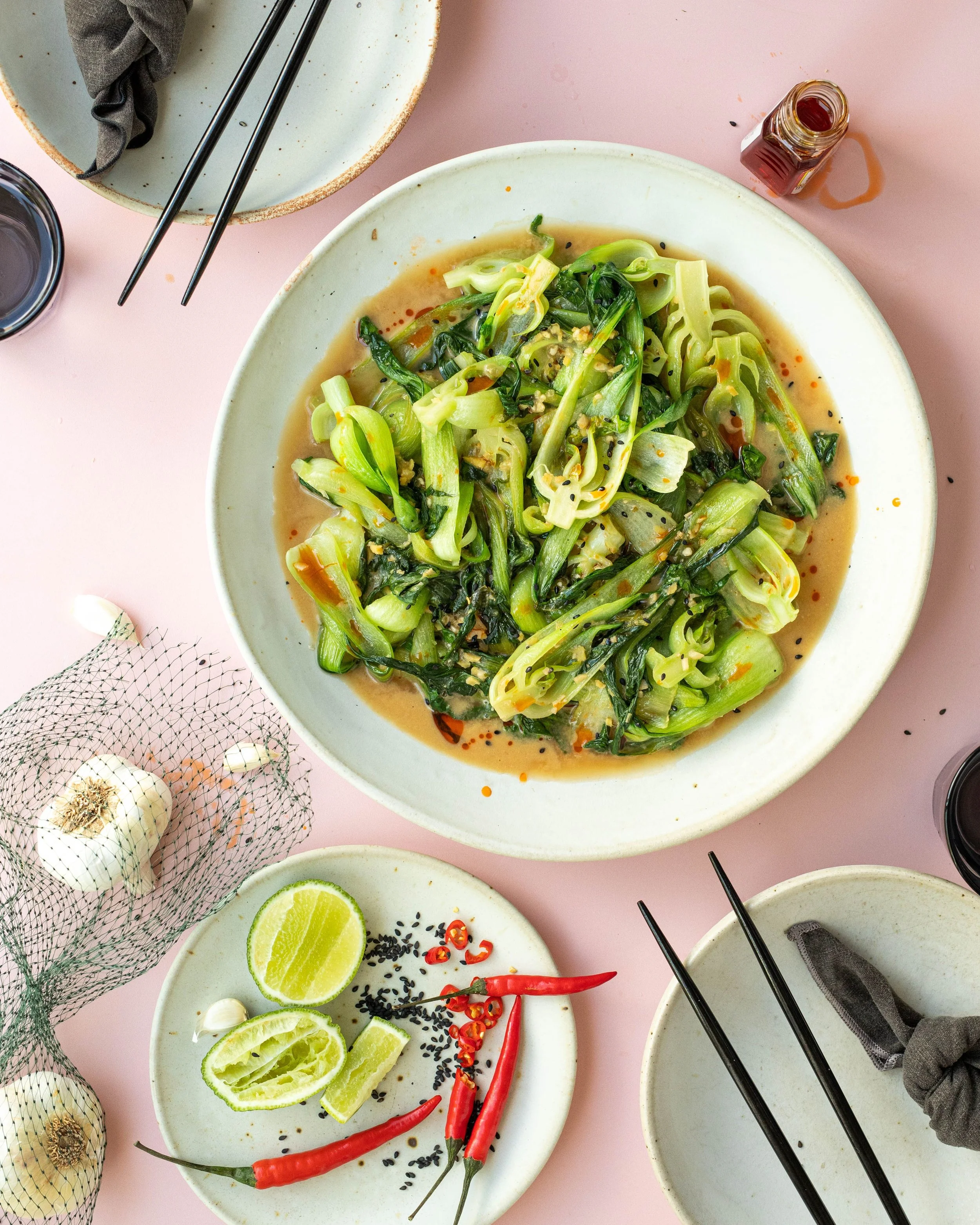 BOK CHOY WITH GINGER MISO BUTTER