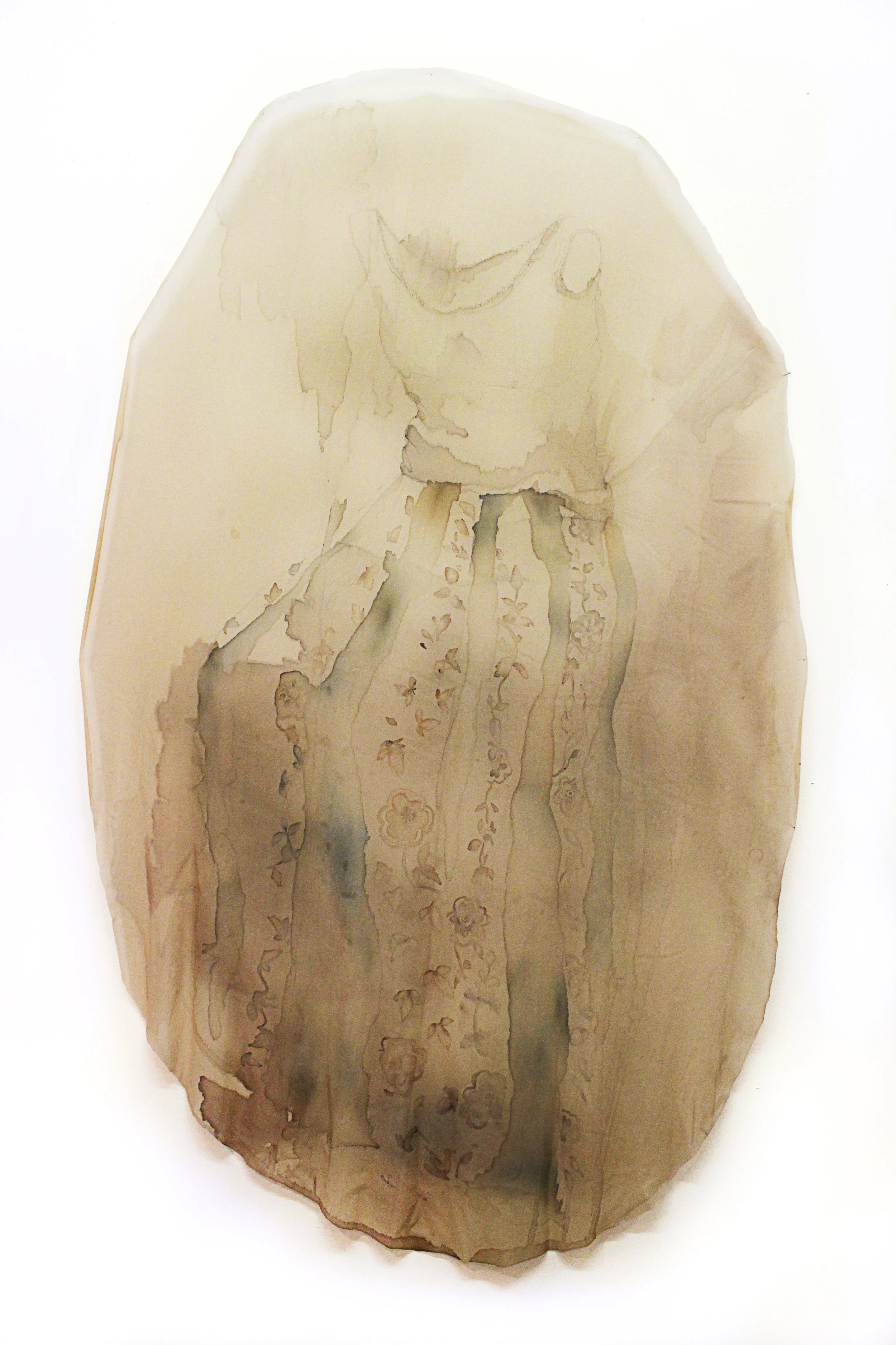 "In Between 6," 2014, Ink and watercolor on glissenette, 58.75 x 35.25 inches