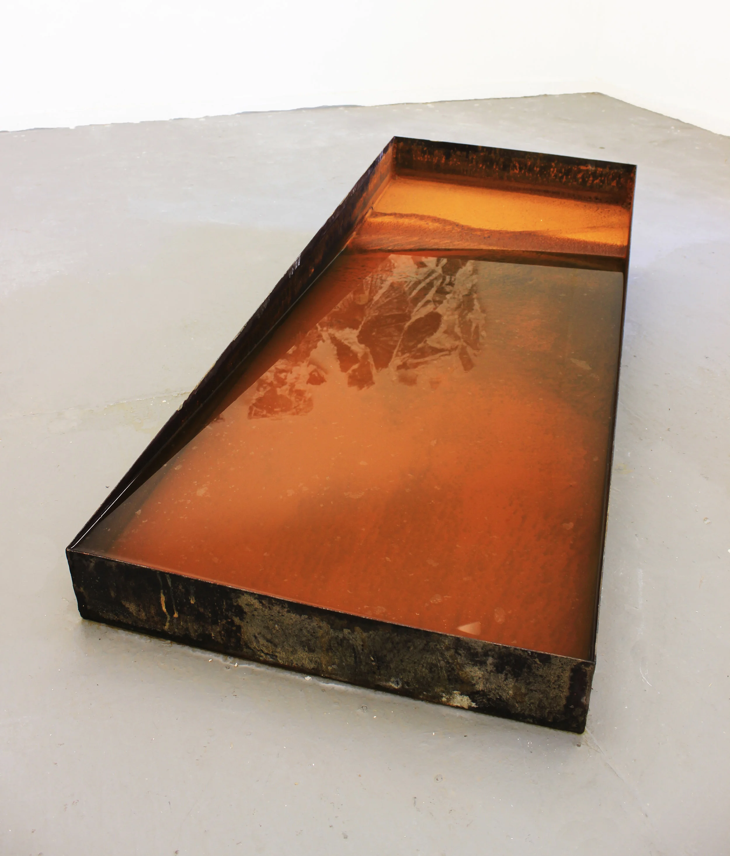 "Shore", 2016, steel, water, plaster, 60 x 24 x 10.5 inches