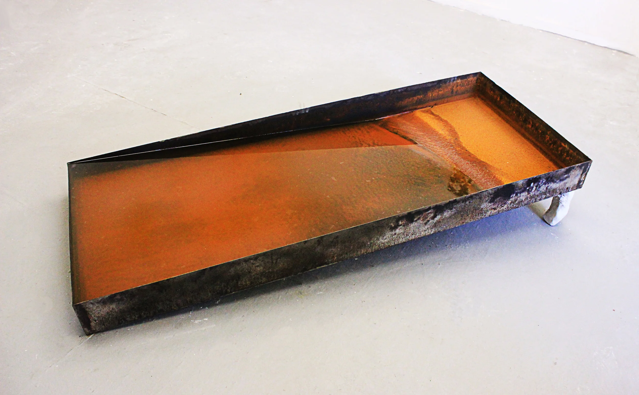 "Shore", 2016, steel, water, plaster, 60 x 24 x 10.5 inches