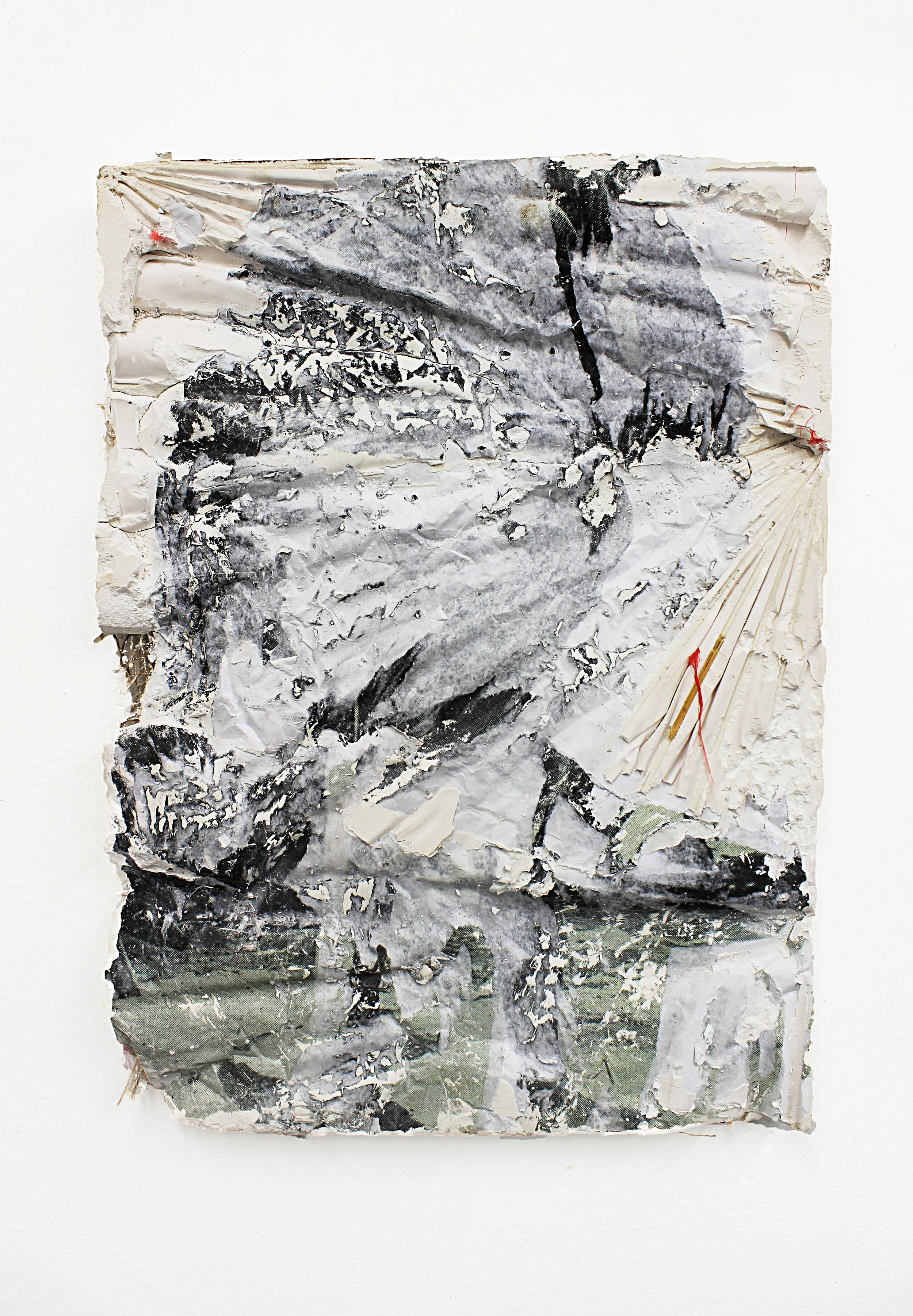 "Ossuary 3", 2016, Plaster, photo transfer, fabric, 22.5 x 16.5 x 1.5 inches