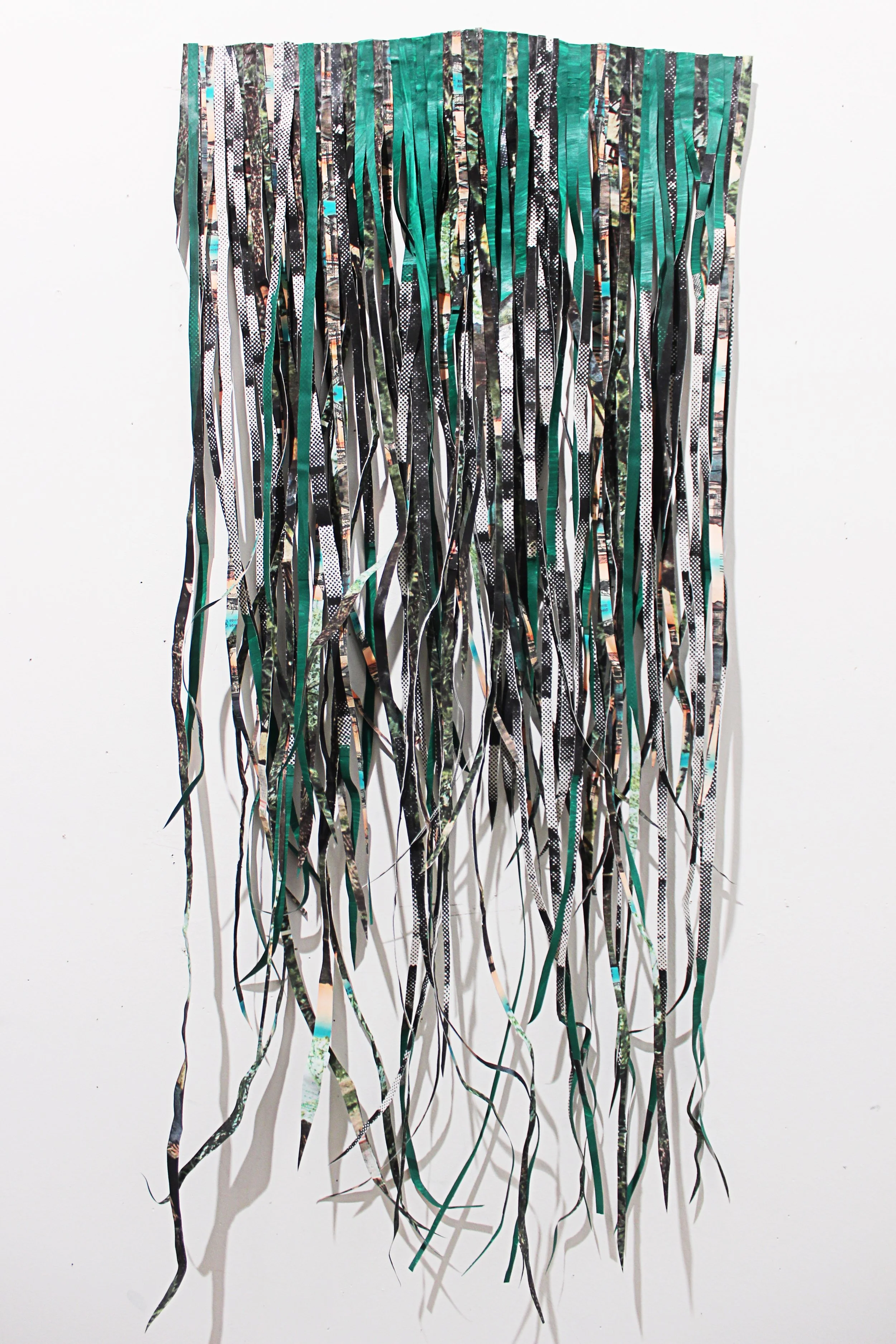 "Nostalgic Fatigue (4)," 2017, Cut and dyed colonial photography, 31 x 14 inches