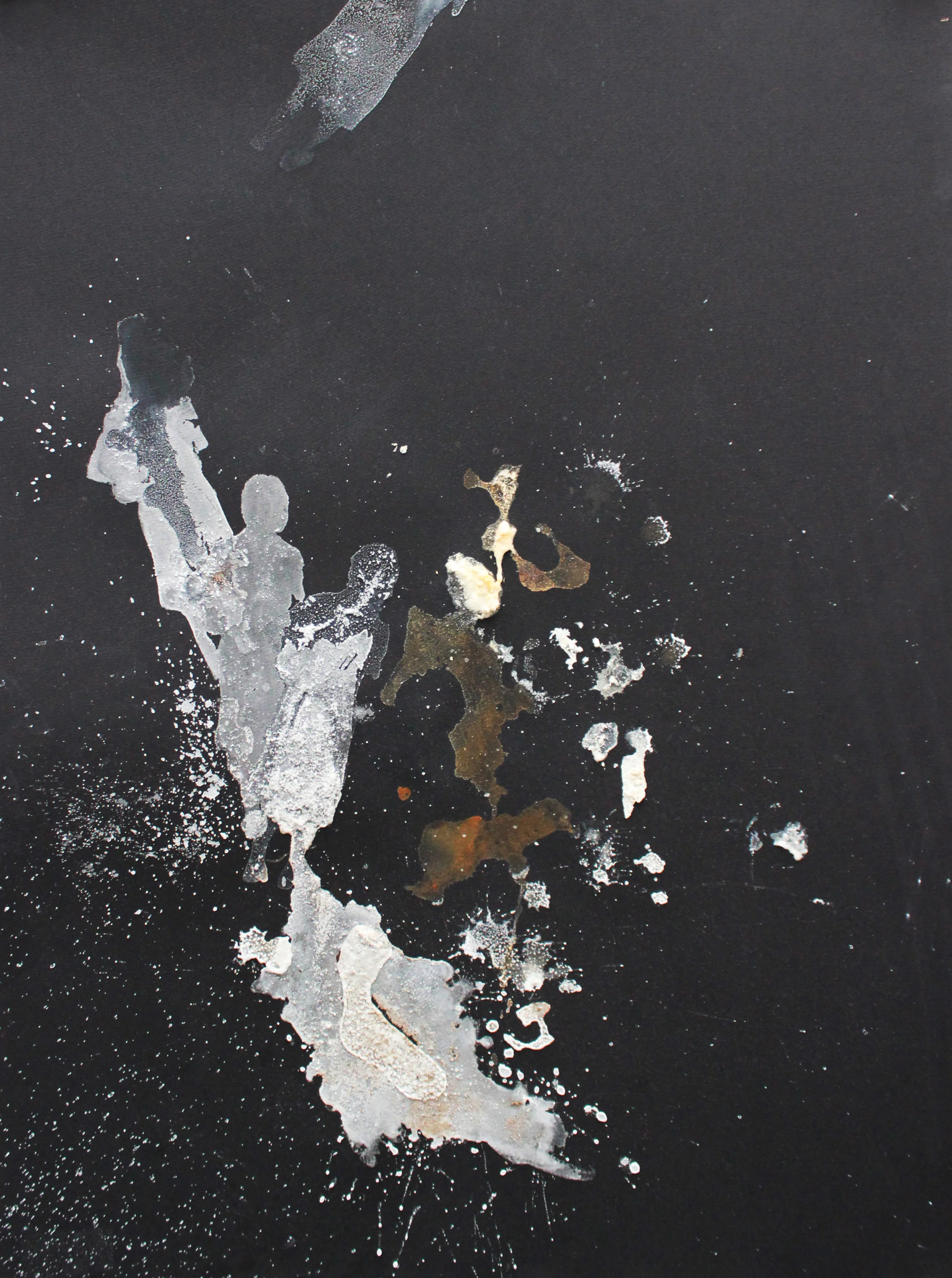 "Peripheral Shadows," 2013, Rust and Salt on paper, 30 x 22 inches