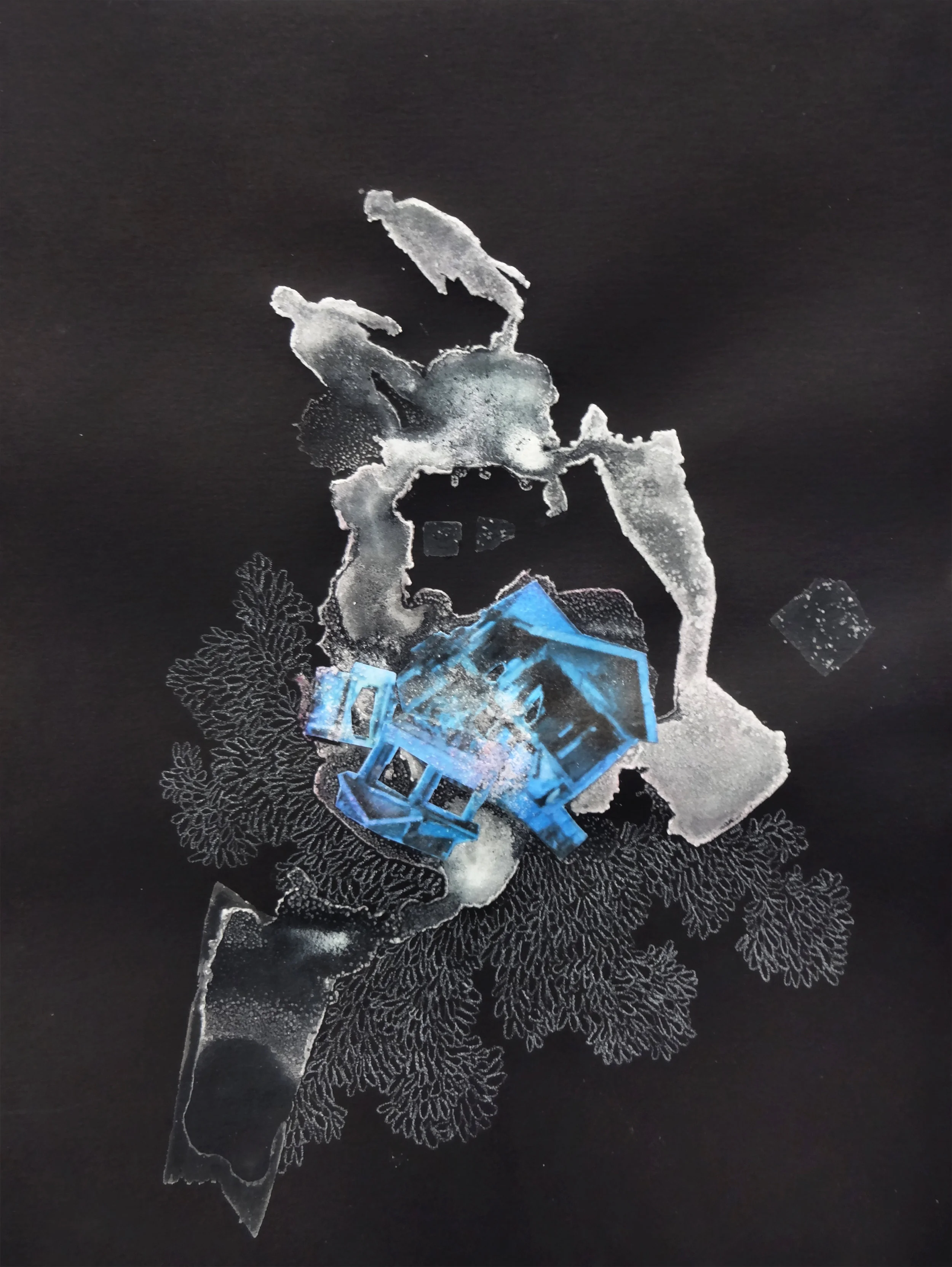 "Yolanda 1," 2014 9 x 12 inches salt collage pencil