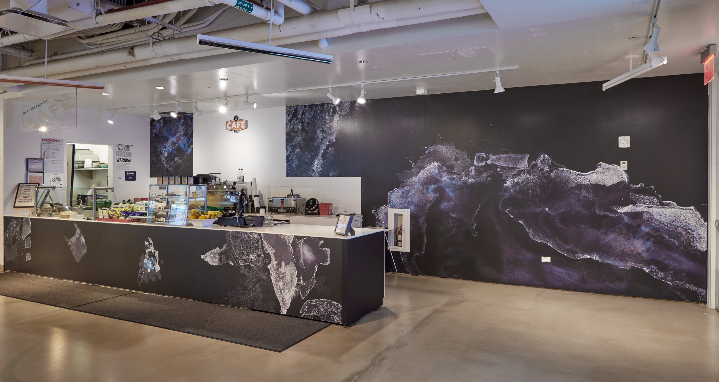  "Recede", 2016, Printed vinyl, 32 x 9 feet and 21 x 2 feet 