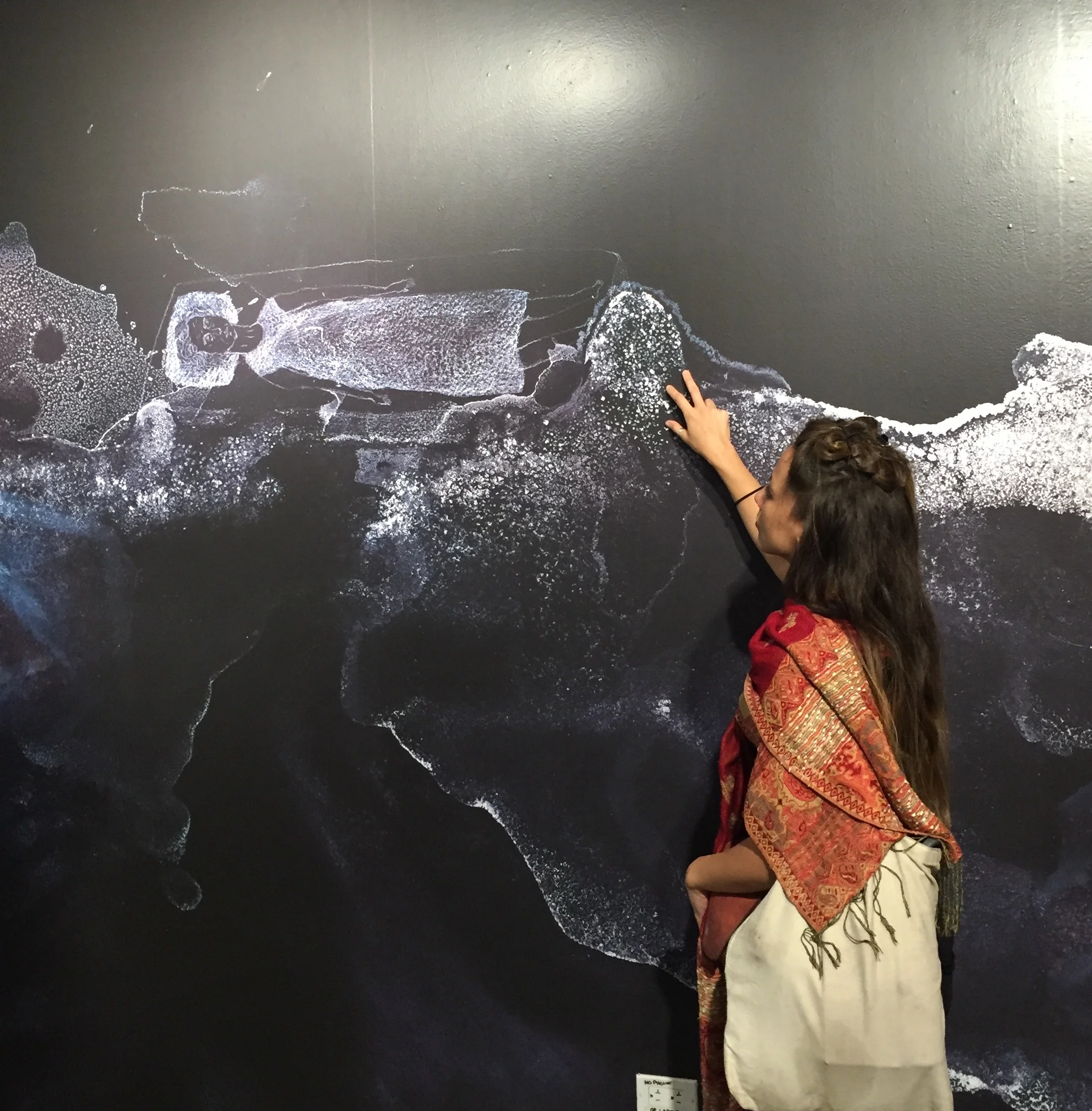  "Recede", 2016, Printed vinyl, 32 x 9 feet and 21 x 2 feet  (scroll down for project description) 