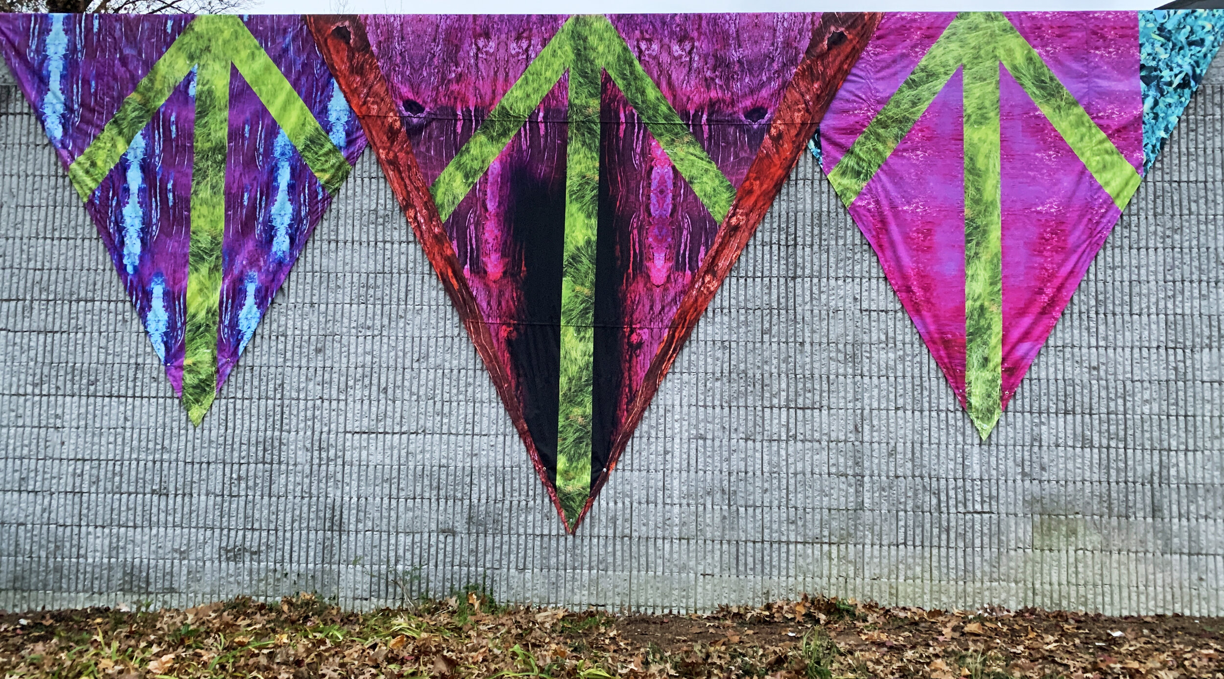"Revivival," 2020, Custom printed fabric, 25 x 12 feet