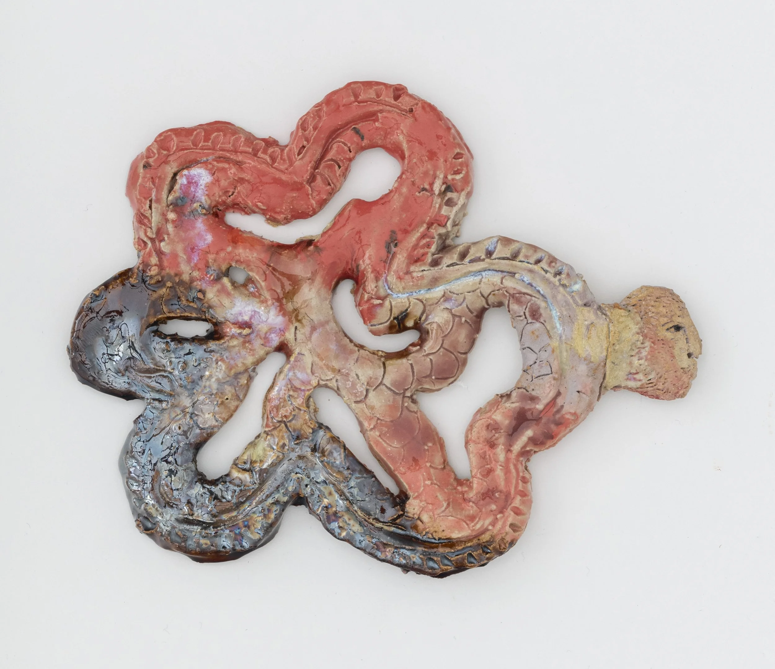 "Stellar Channels (3)," 2024, ceramic, 7.5 x 6.5 × 1/2 inches (Scroll down for description)