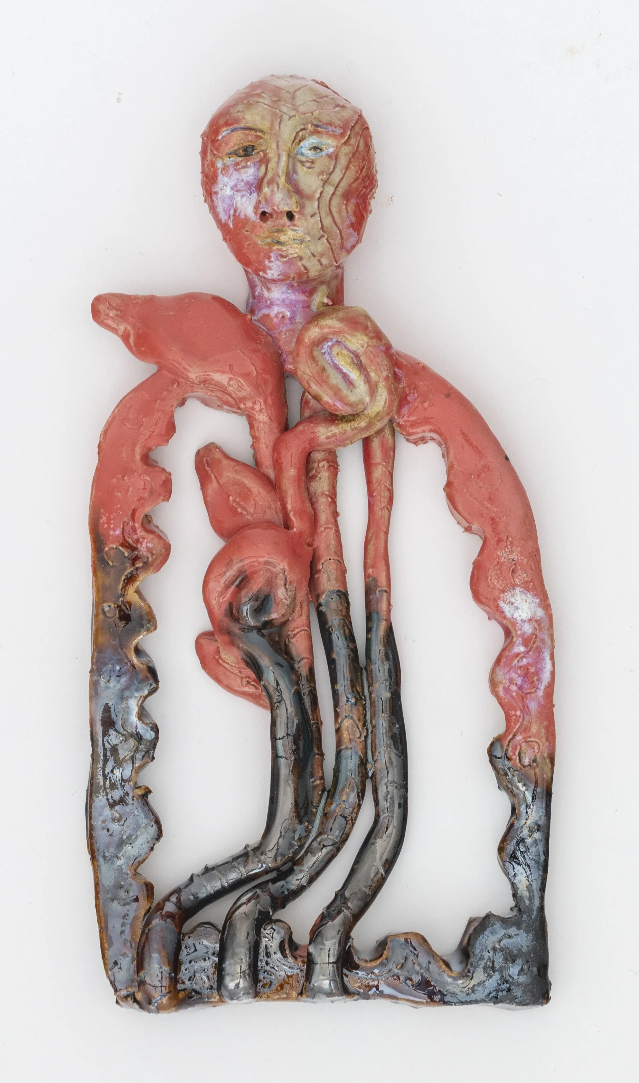 “Stellar Channels (9),” 2024, ceramic, 8 × 4 x 1/2 inches