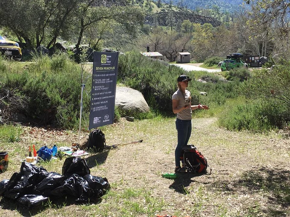 Leave No Trace educator, Jenna Hanger teaching the Seven Principles of outdoor ethics