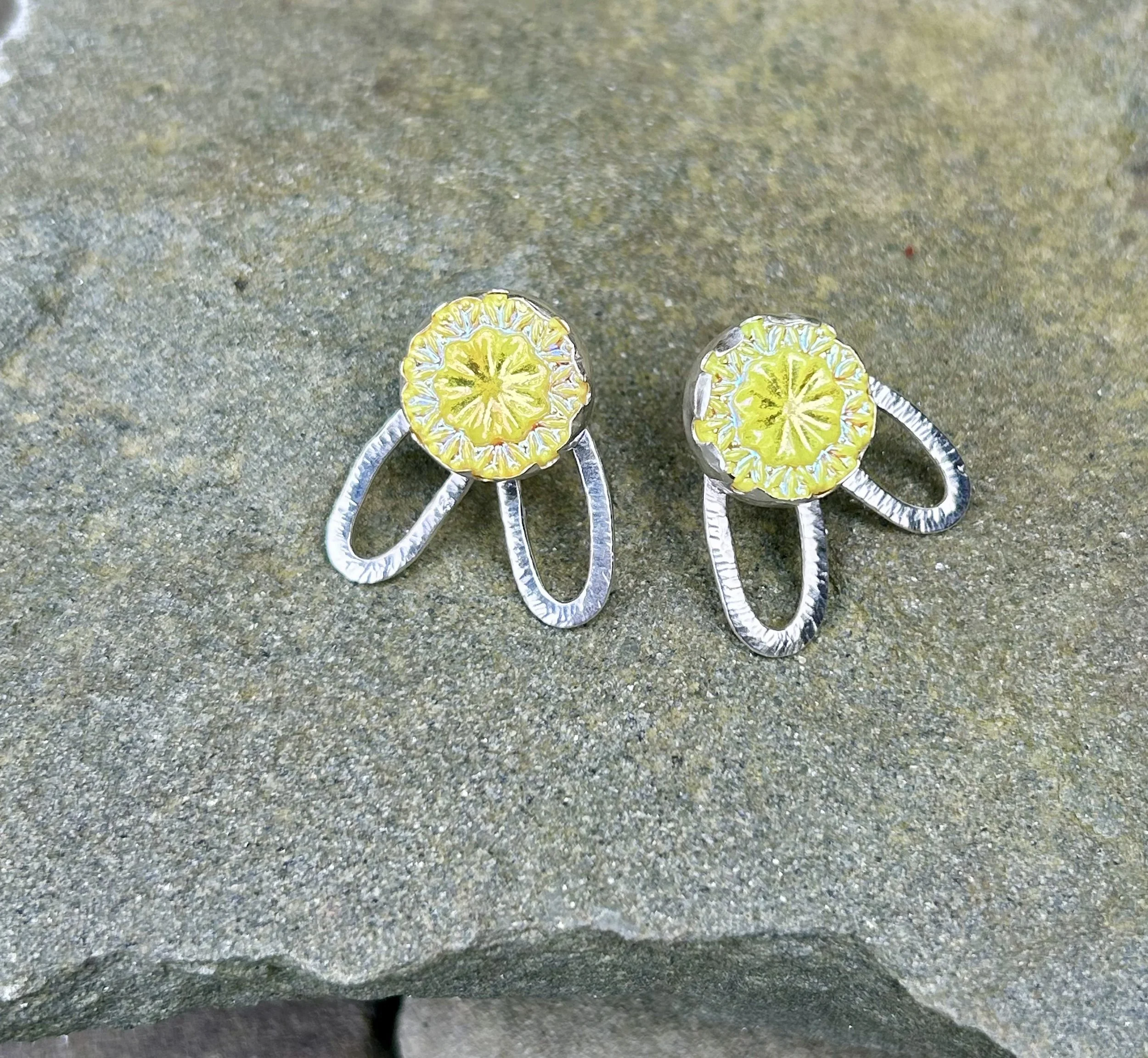 yellow floral button post earrings .jpg